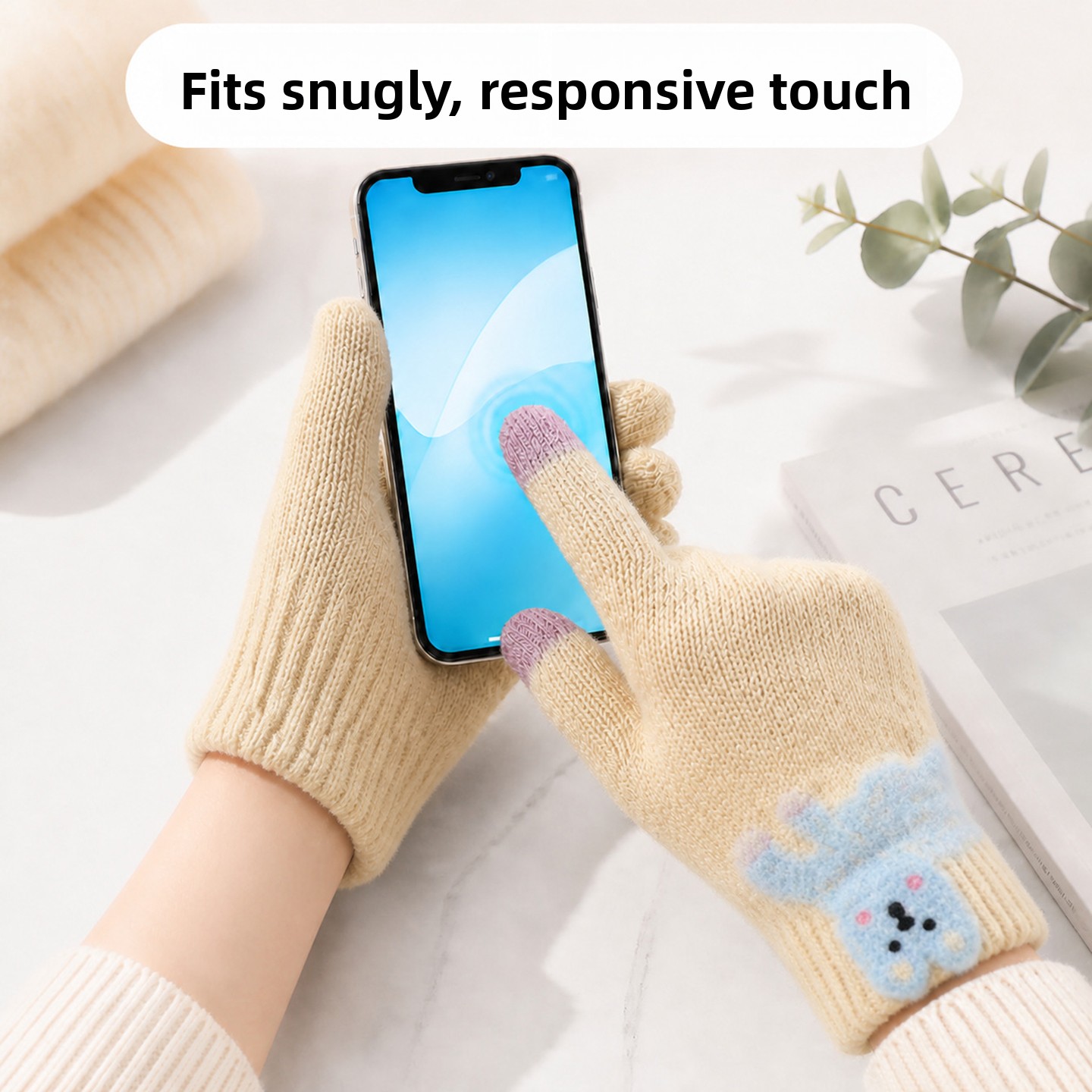 Cute Dachshund Touchscreen Plu - Wool Glove Lined ulasan dan harga
