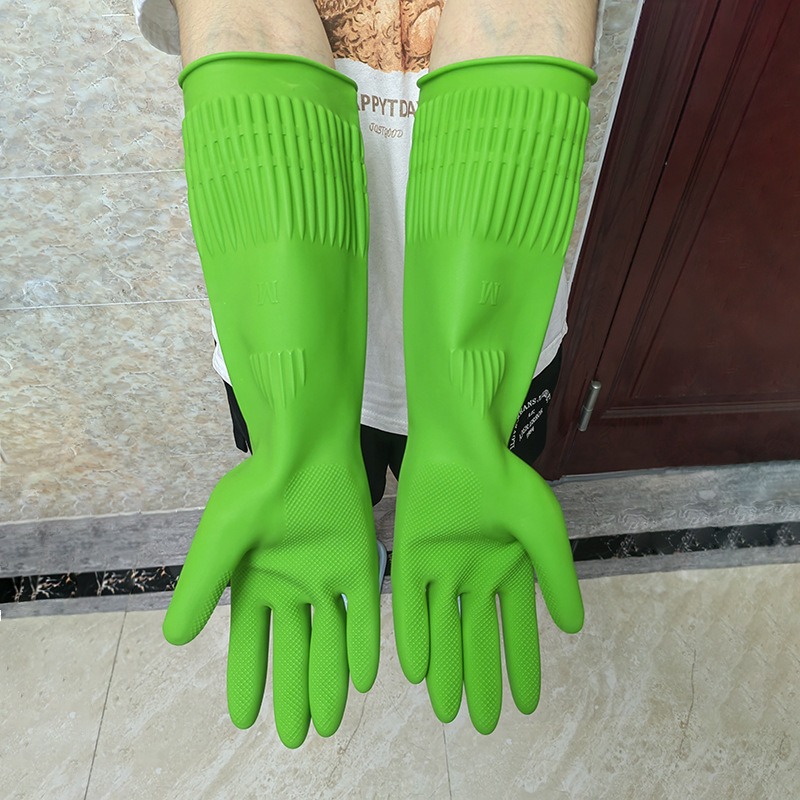 1Pair Lengthen Dishwashing Cle - Dish Glove Rubber ulasan dan harga