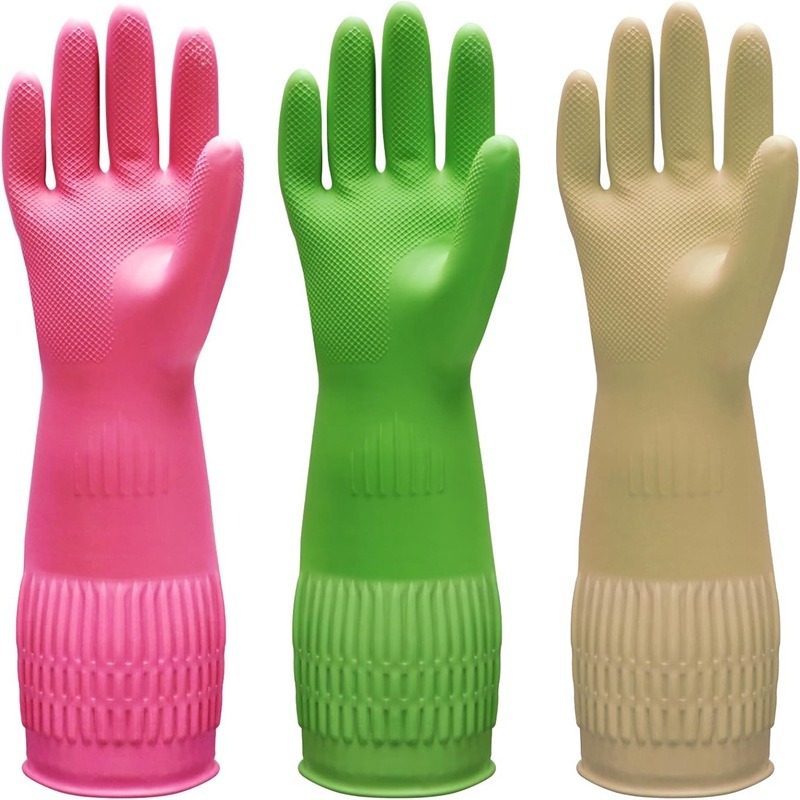 1Pair Lengthen Dishwashing Cle - Dish Glove Rubber ulasan dan harga